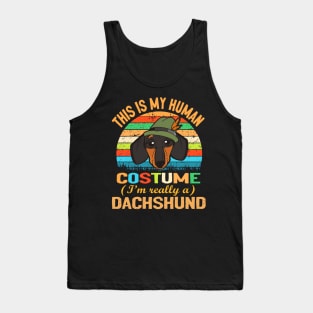 Retro Vintage Silhouette Dachshund Costume Tank Top